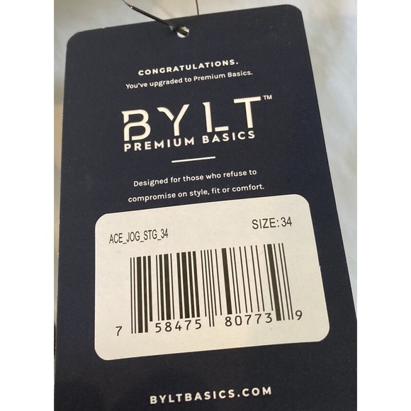 NWT BYLT Jogger Pants Size 34x28 Men’s Beige - Picture 5 of 10